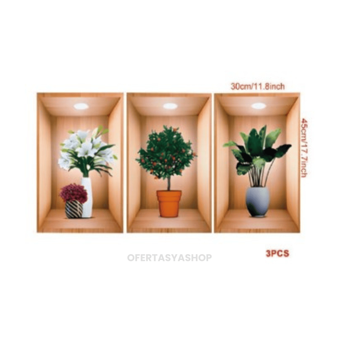 ARTPLANT 3D PEGATINAS DECORATIVAS - KIT 3 UND