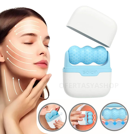 Ice Roller™ - Rodillo Facial de Doble Cabezal - Desinflama rostro con Terapia de Frío
