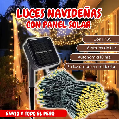 Set luces de navidad con panel solar 20 metros - Ahorra electricidad