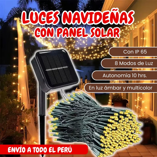 Set luces de navidad con panel solar 20 metros - Ahorra electricidad