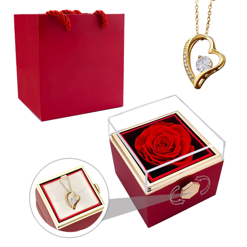 Rosa Eterna + Collar de corazón Premium (Envío Gratis)