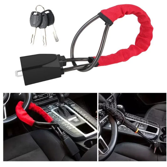 VolanSafe™ – Cerradura Antirrobo para Volante y Cinturón